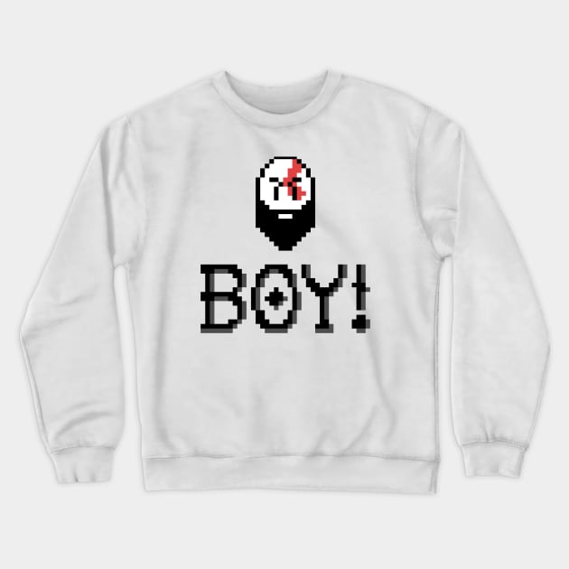 God Of War Kratos "BOY!" 8-Bit Pixel Art Crewneck Sweatshirt by StebopDesigns